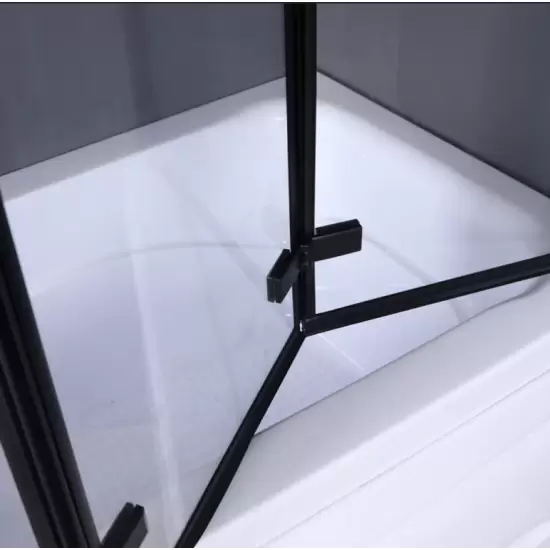 Parawan nawannowy 1200 cm 3-częściowy profil czarny/szkło transparentne